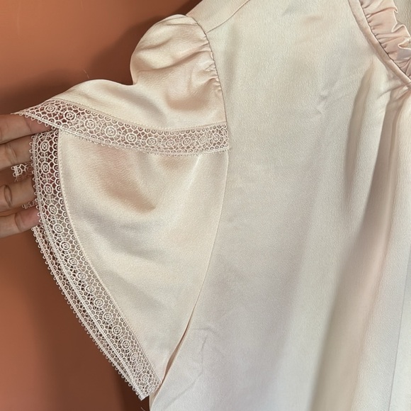 😊NWT J.CREW Tulip-sleeve ruffleneck top blouse Dune Pink Beige Shell size… - Picture 5 of 16